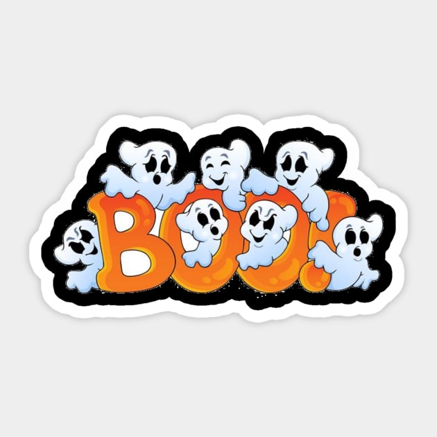 Ghost Boo Halloween Tee Shirt Sticker by Bunnuku